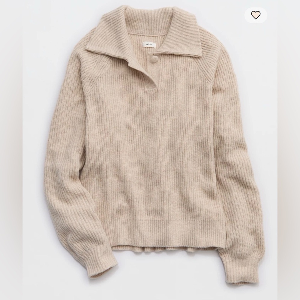 Aerie Classic Quarter Button Sweater XS - Picture 1 of 7